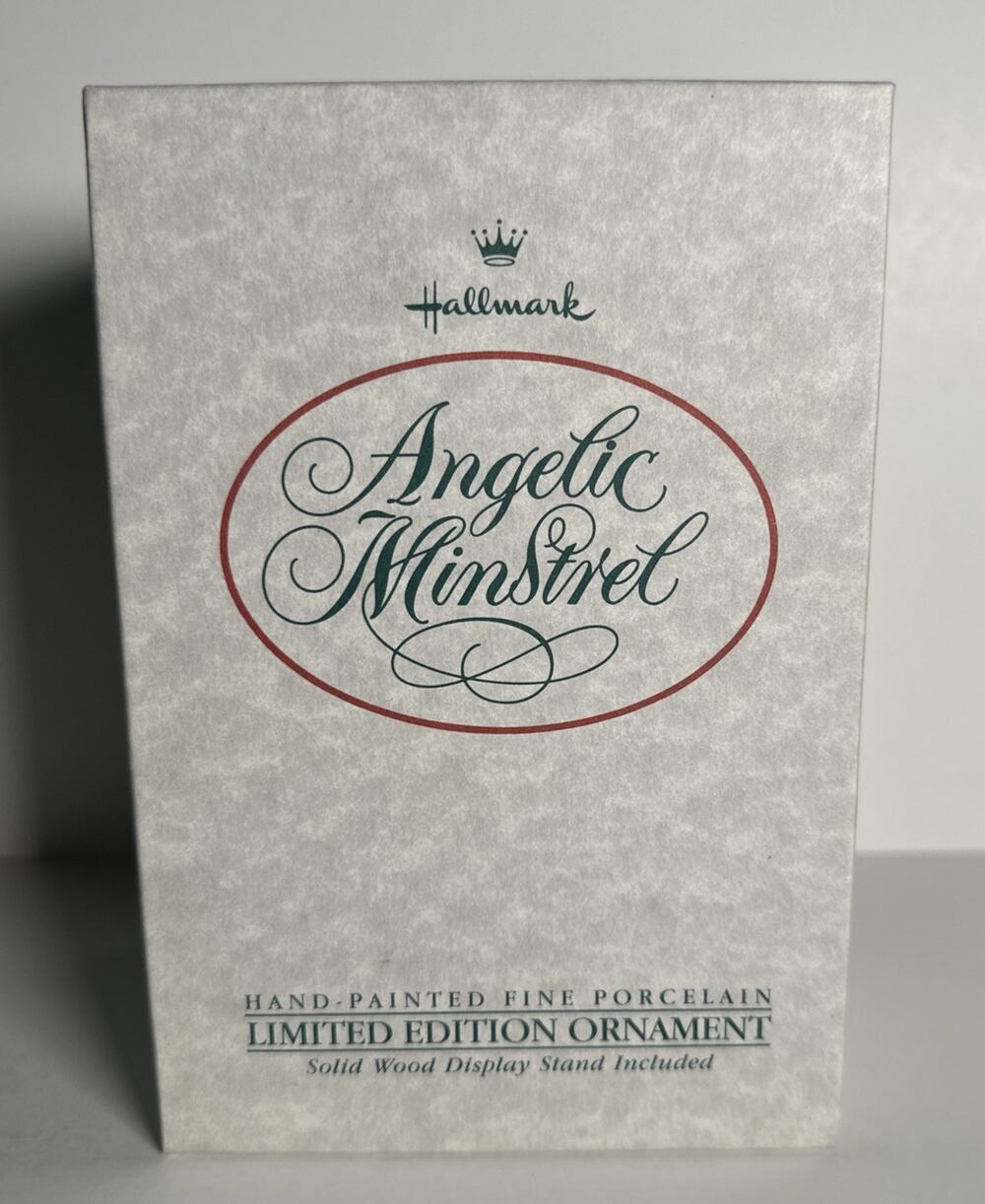 1988 Hallmark Angelic Minstrel Hand-Painted Fine Porcelain Ornament w/ Display